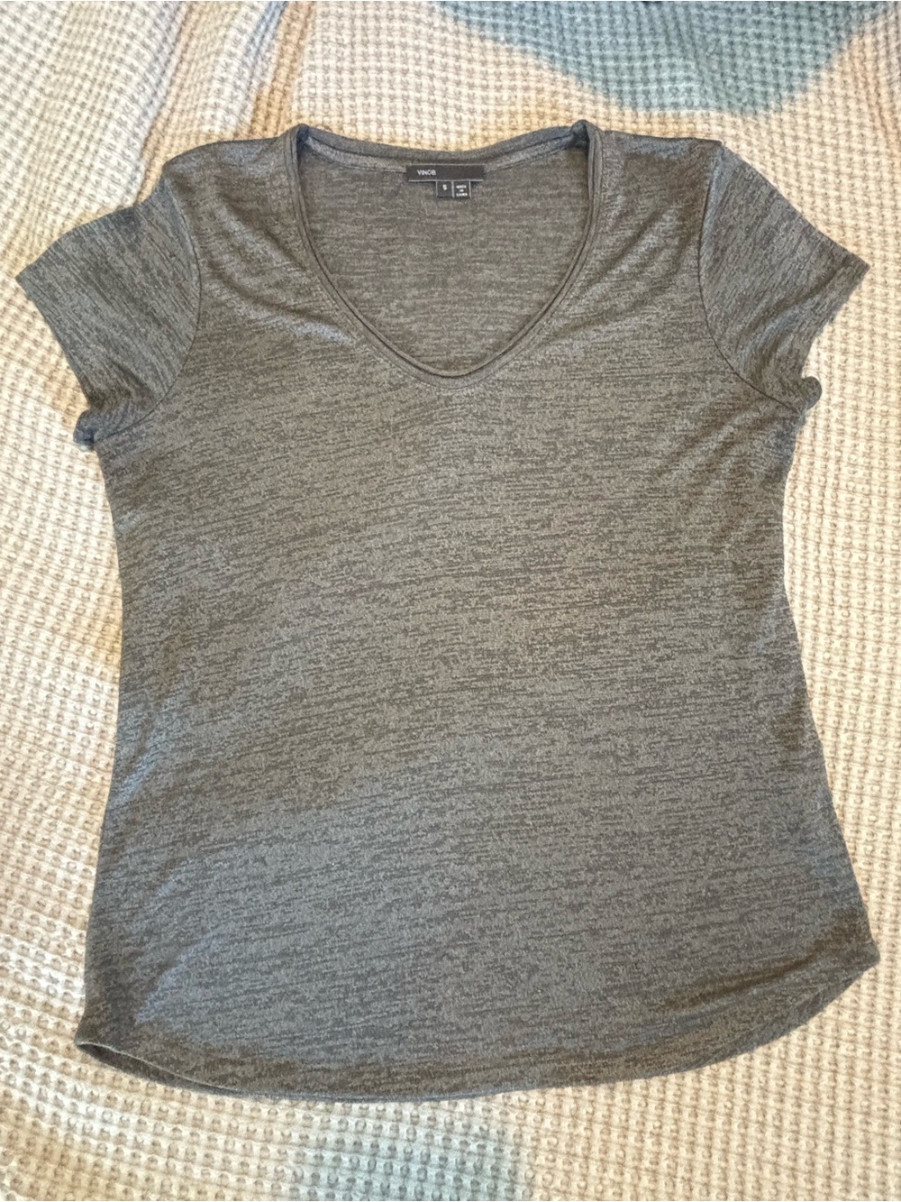 Vince Womens Minimalist T Shirt Rayon Poly Blend Scoop Neck Gray Silver  Small